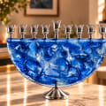 Silver-Tone Blue Glass Half-Moon Hanukkah Menorah - photo 4 of 4