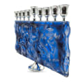 Silver-Tone Blue Glass Rectangular Hanukkah Menorah - photo 2 of 4