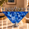 Silver-Tone Blue Glass Trapezoid Hanukkah Menorah - photo 4 of 4