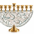 Gold-Tone Clear Glass Half-Moon Hanukkah Menorah - photo 1 of 4