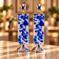 Silver-Tone White and Blue Double-Sided Glass Candlesticks - photo 4 of 4