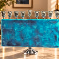 Silver-Tone Light Blue Glass Rectangular Hanukkah Menorah - photo 4 of 4