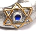 925 Silver-Plated Ram's Horn Shofar - Star of David with Blue Stone - photo 2 of 2