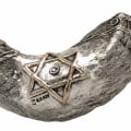 925 Silver-Plated Ram's Horn Shofar - Star of David with Blue Crystals - photo 2 of 2