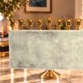 Gold-Tone Pearl White Glass Rectangular Hanukkah Menorah - photo 4 of 4
