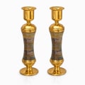 Orange Gold-Plated Glass Candlesticks - photo 1 of 3