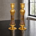Orange Gold-Plated Glass Candlesticks - photo 2 of 3