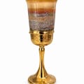Gold-Plated Tall Orange Glass Kiddush Cup - photo 1 of 3