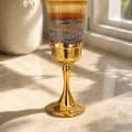 Gold-Plated Tall Orange Glass Kiddush Cup - photo 2 of 3