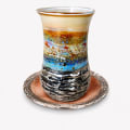 925 Silver-Plated Orange Glass Kiddush Cup - photo 2 of 2
