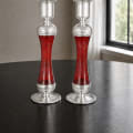 Red 925 Silver-Plated Glass Candlesticks - photo 2 of 3