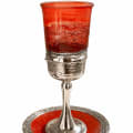 925 Silver-Plated Tall Red Glass Kiddush Cup - photo 3 of 3