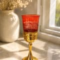 Gold-Plated Tall Red Glass Kiddush Cup - photo 2 of 3