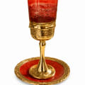 Gold-Plated Tall Red Glass Kiddush Cup - photo 3 of 3