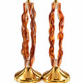 Gold-Tone Terracotta Double-Sided Glass Candlesticks - photo 3 of 4
