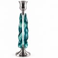 Silver-Tone Turquoise Glass Rectangular Hanukkah Menorah - photo 3 of 4