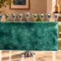 Silver-Tone Turquoise Glass Rectangular Hanukkah Menorah - photo 4 of 4