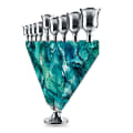 Silver-Tone Turquoise Glass Trapezoid Hanukkah Menorah - photo 2 of 4