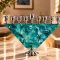 Silver-Tone Turquoise Glass Trapezoid Hanukkah Menorah - photo 4 of 4