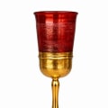 Gold-Plated Tall Vibrant Red Glass Kiddush Cup - photo 1 of 3