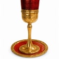 Gold-Plated Tall Vibrant Red Glass Kiddush Cup - photo 3 of 3