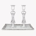 White 925 Silver-Plated Glass Candlesticks - photo 3 of 3