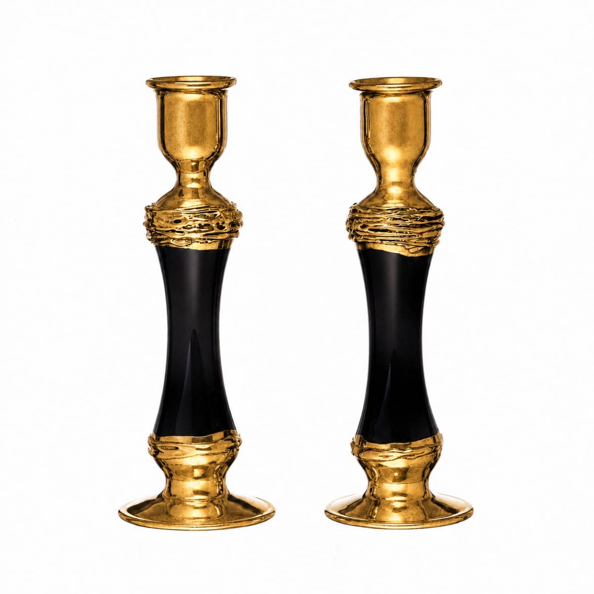 Black Gold-Plated Glass Candlesticks