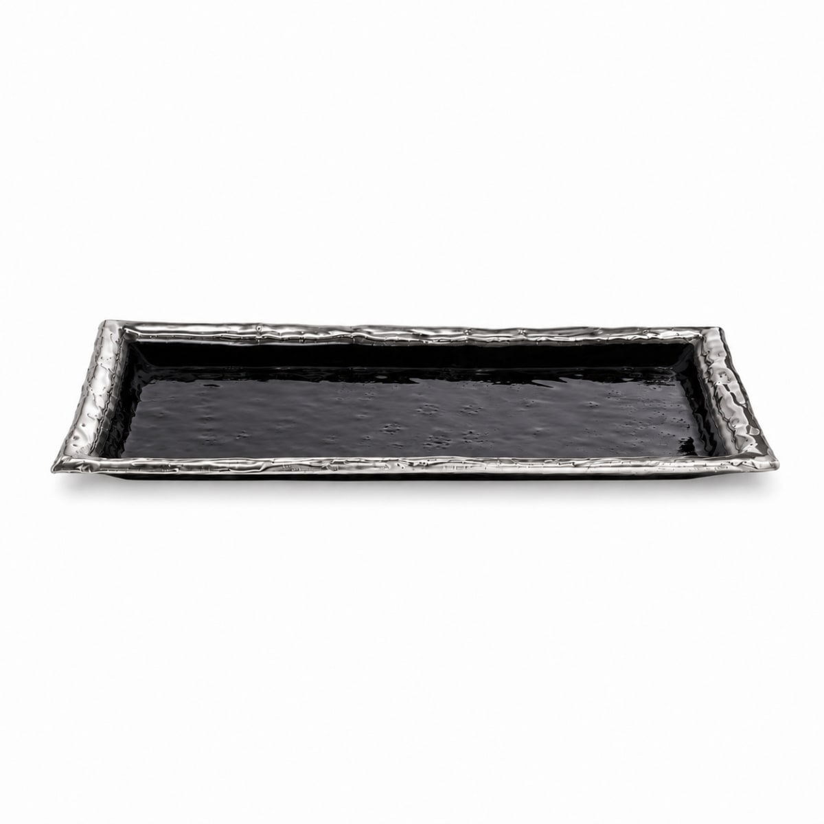 Black 925 Silver-Plated Glass Tray