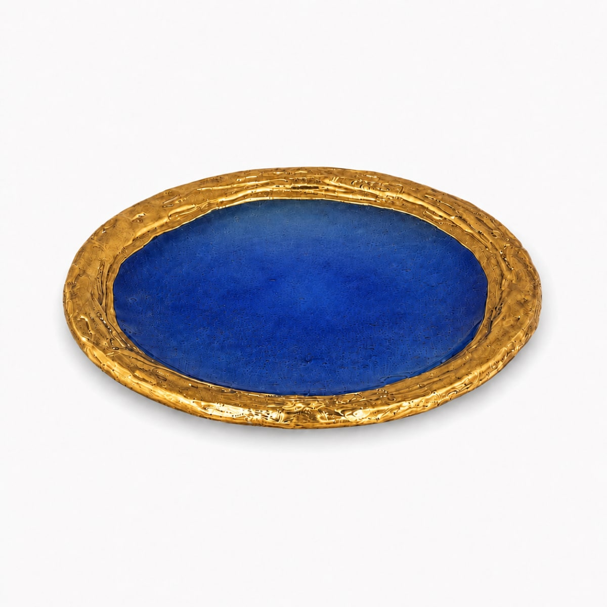 Gold-Plated Blue Kiddush Cup Plate