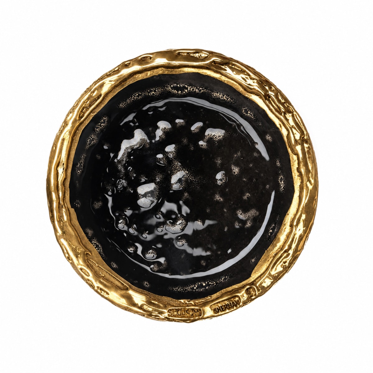 Gold-Plated Black Kiddush Cup Plate