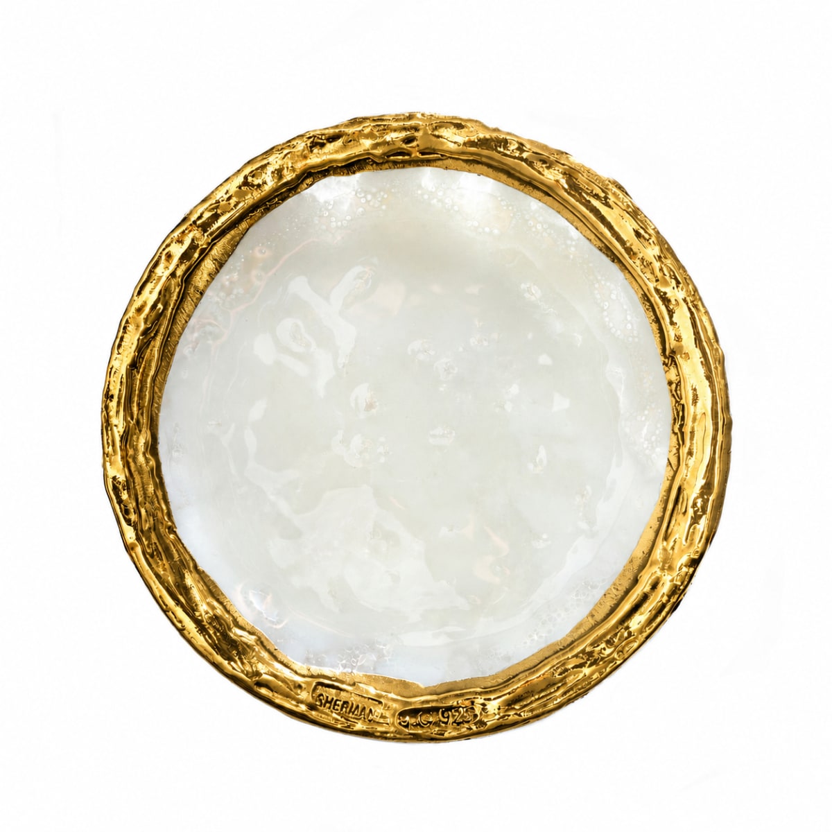 Gold-Plated White Kiddush Cup Plate