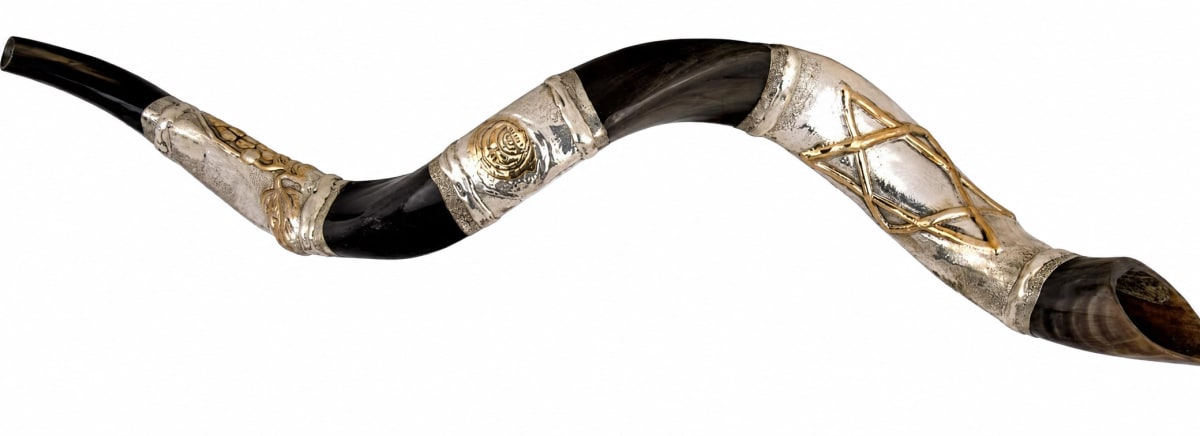 925 Silver-Plated Kudu Shofar - Star of David
