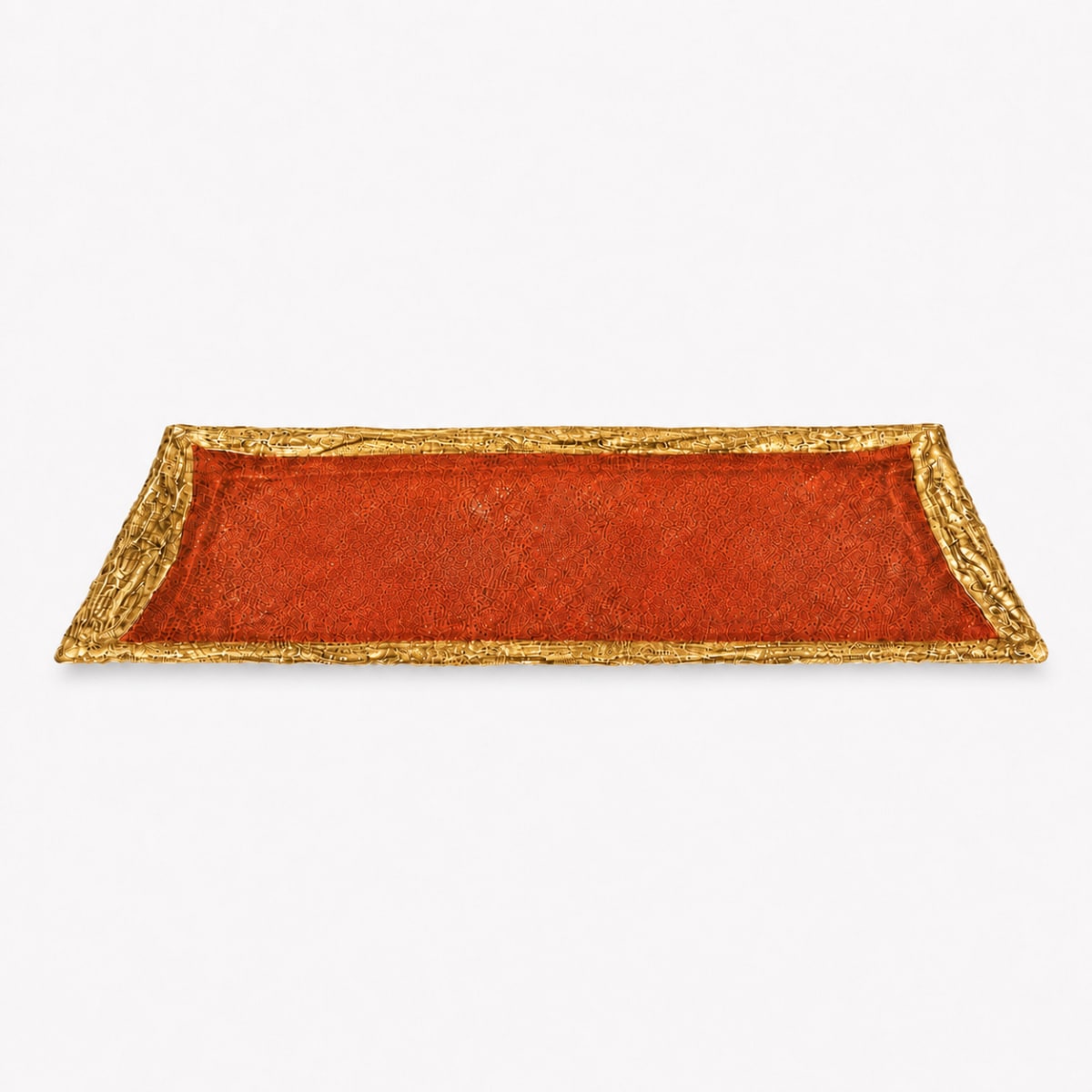 Red Gold-Plated Glass Tray