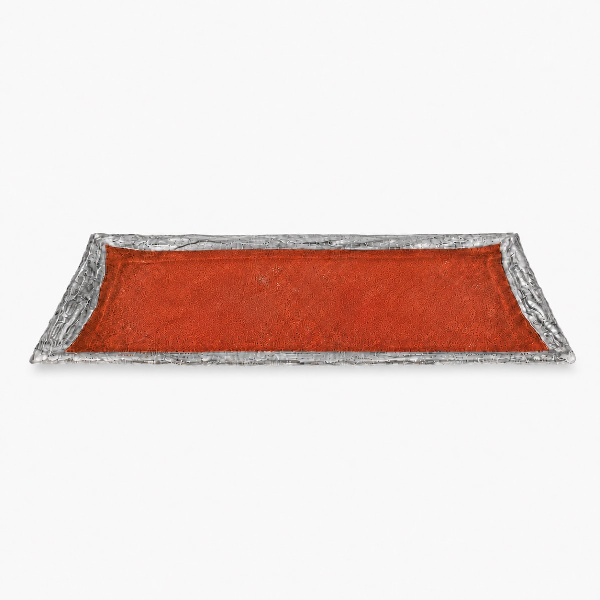 Red 925 Silver-Plated Glass Tray