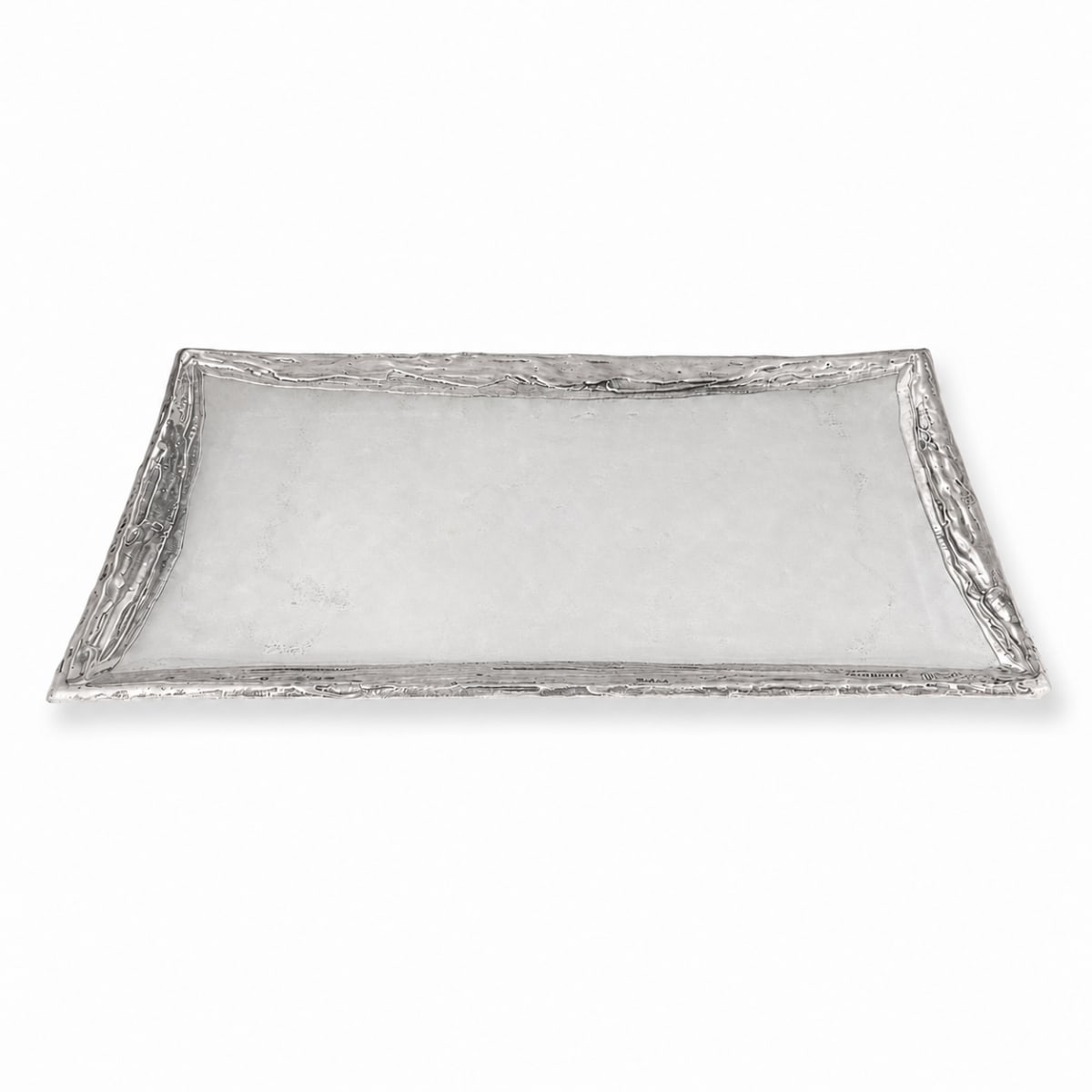 White 925 Silver-Plated Glass Tray