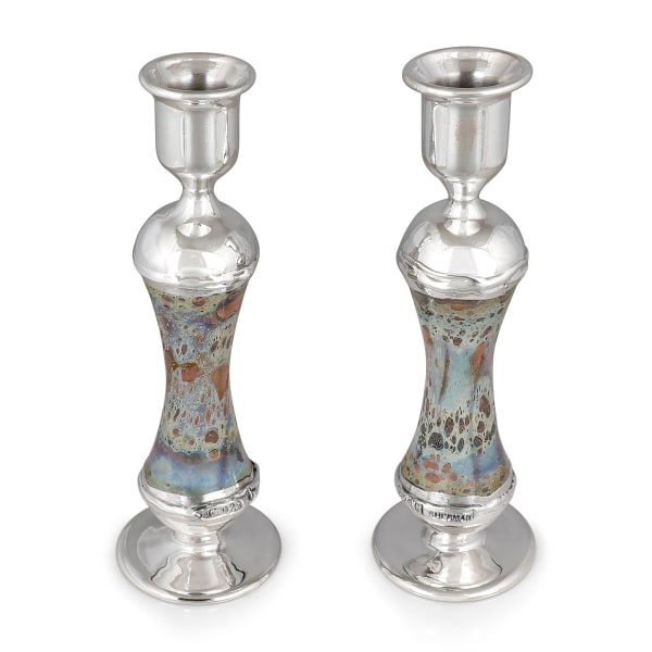 Earth 925 Silver-Plated Glass Candlesticks - handmade glass candlesticks