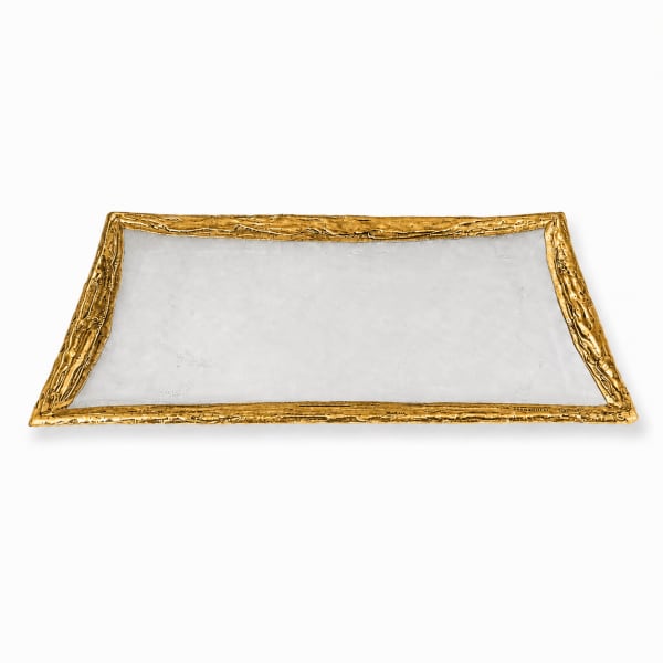 Earth Gold-Plated Glass Tray - handmade glass tray, bowl or Kiddush cup plate