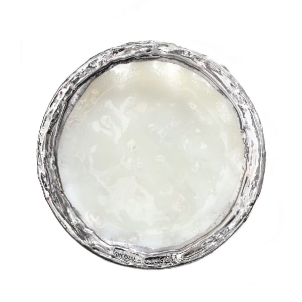 925 Silver-Plated White Kiddush Cup Plate - handmade glass tray, bowl or Kiddush cup plate
