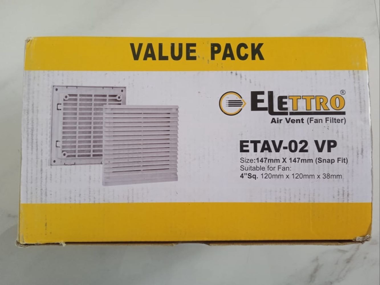 Purchase online ELETTRO ETAV 02 VP Air Vent Fan Filter 147x147mm square snap fit cooling panel for electrical cabinets
