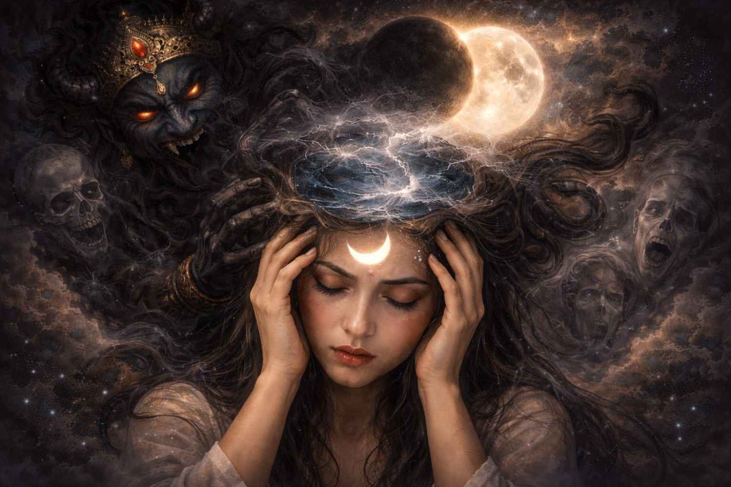 Rahu Moon conjunction emotional effects in Vedic astrology analysis