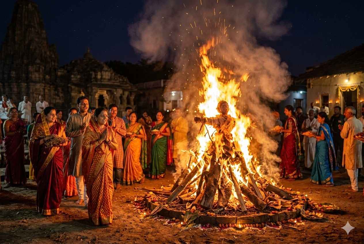 Spiritual meaning of Holika Dahan fire and Holi rituals