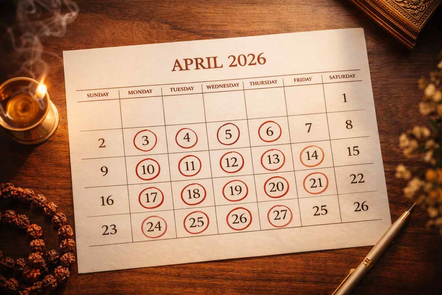 Auspicious nakshatra and tithi in April 2026 panchang