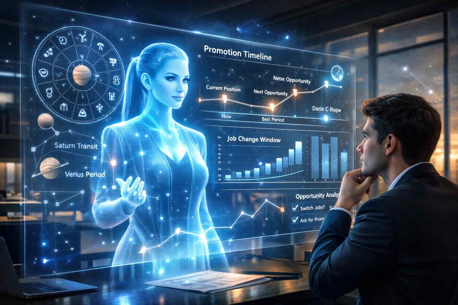 Vedaz AI career astrology predicting promotion and job growth