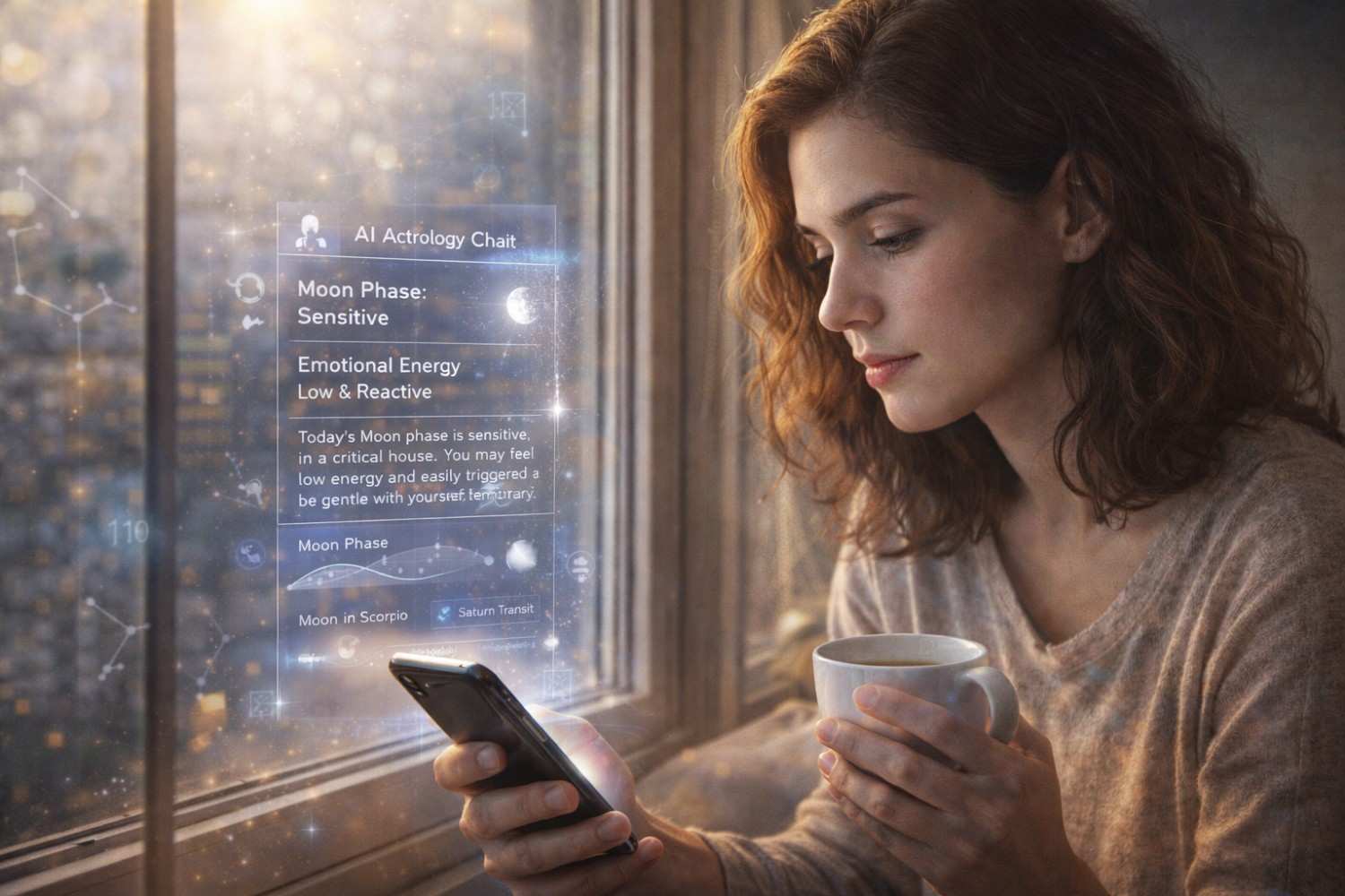 AI astrology analyzing moon transit and daily mood