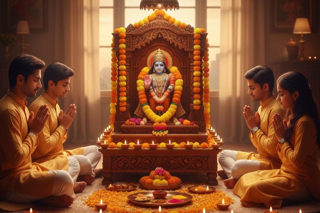 devotees praying during ram navami festival