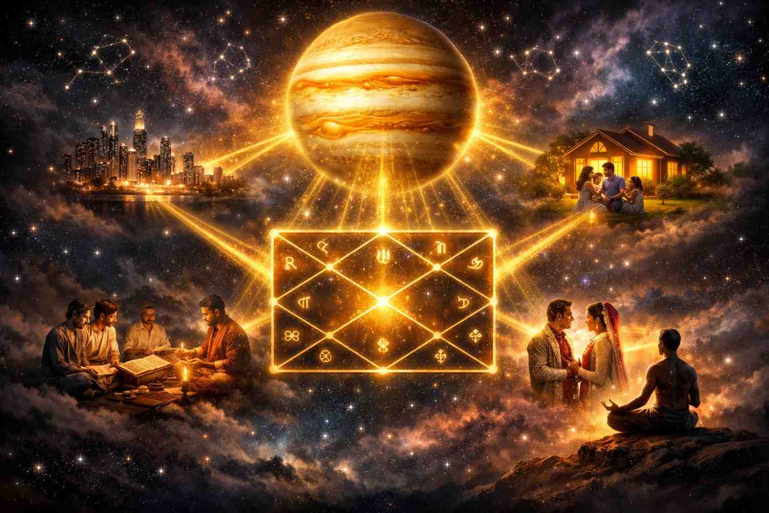 jupiter in 12 houses vedic astrology effects