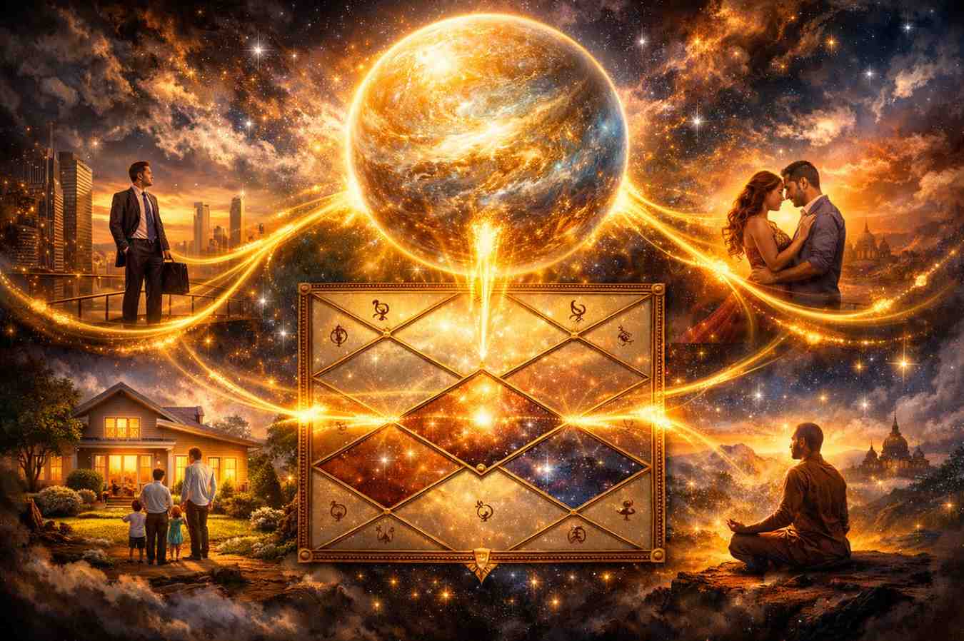 ascendant lord in different houses astrology