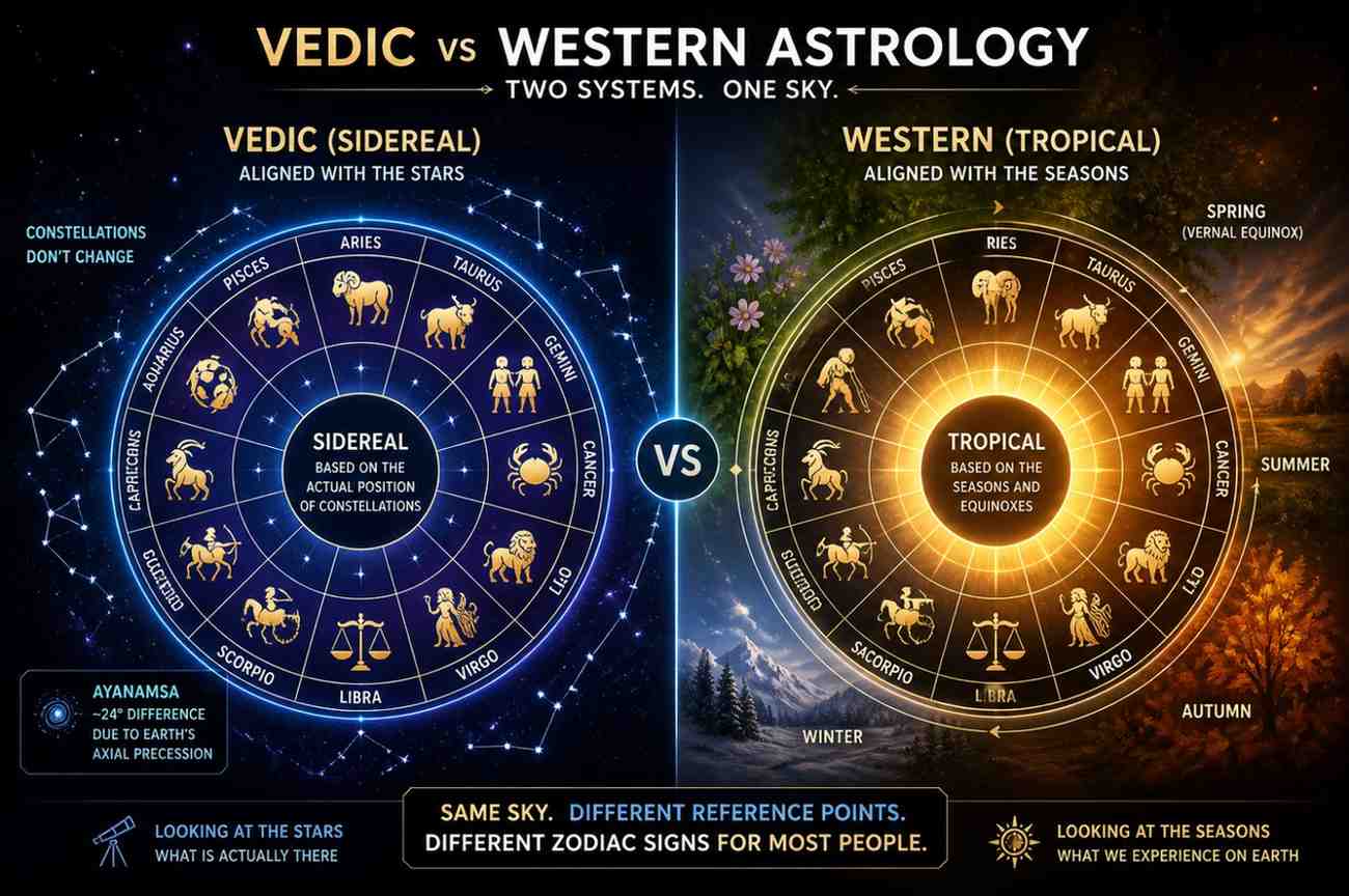 vedic vs western astrology zodiac differences