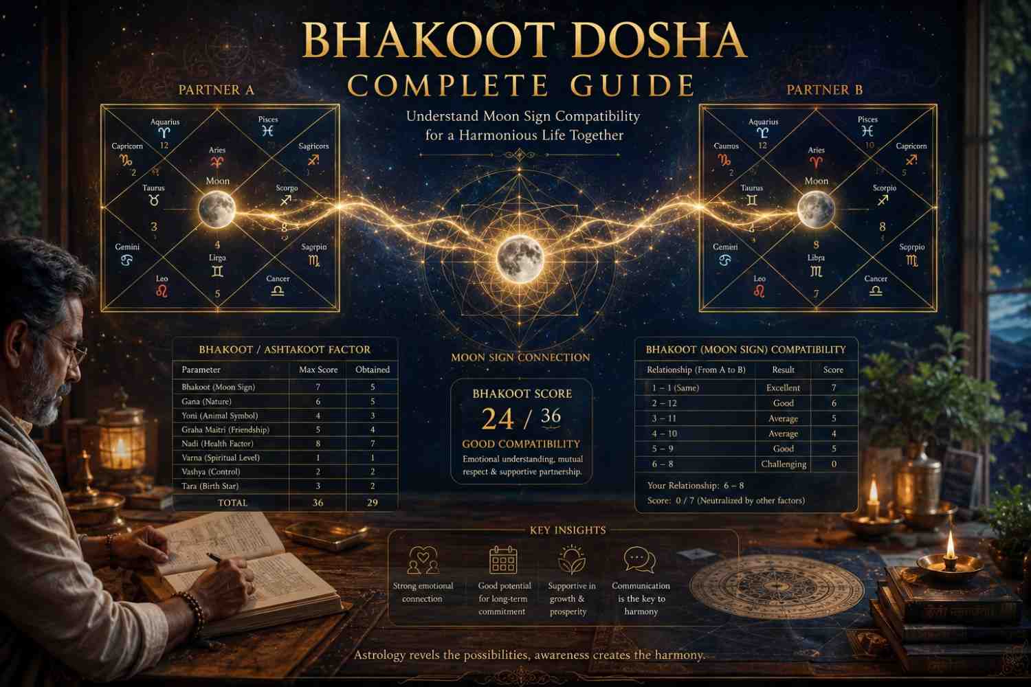 Bhakoot Dosha in Kundli Matching: Meaning, Effects and Solutions