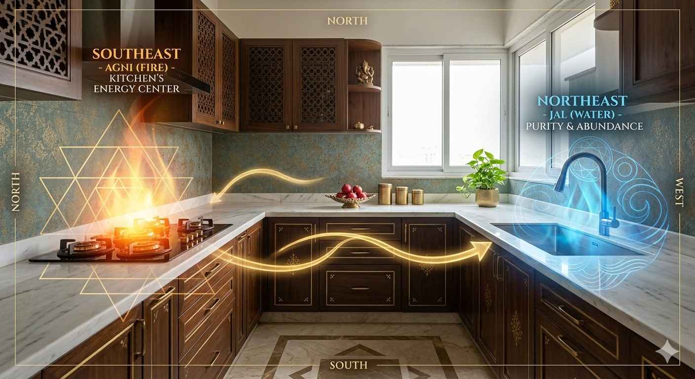 kitchen vastu stove sink rules